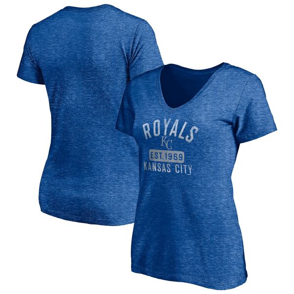 ファナティクス レディース Tシャツ トップス Kansas City Royals Fanatics Branded Women's Old Time Favorite VNeck TShirt Heathered Royal