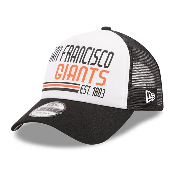 ニューエラ メンズ 帽子 アクセサリー San Francisco Giants New Era Stacked AFrame Trucker 9FORTY Adjustable Hat White/Black