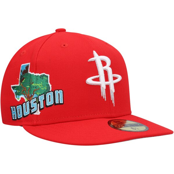 j[G Y Xq ANZT[ Houston Rockets New Era Stateview 59FIFTY Fitted Hat Red