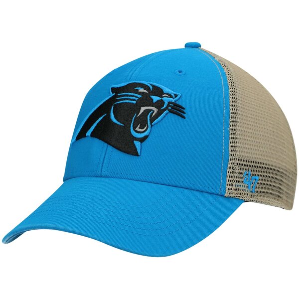 tH[eB[Zu Y Xq ANZT[ Carolina Panthers '47 Flagship MVP Trucker Snapback Hat Blue/Natural