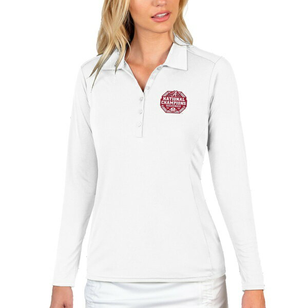 楽天astyアンティグア レディース ポロシャツ トップス Alabama Crimson Tide Antigua Women's College Football Playoff 2020 National Champions Tribute Long Sleeve Polo White