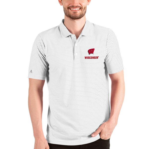 AeBOA Y |Vc gbvX Wisconsin Badgers Antigua Esteem Polo White/Silver