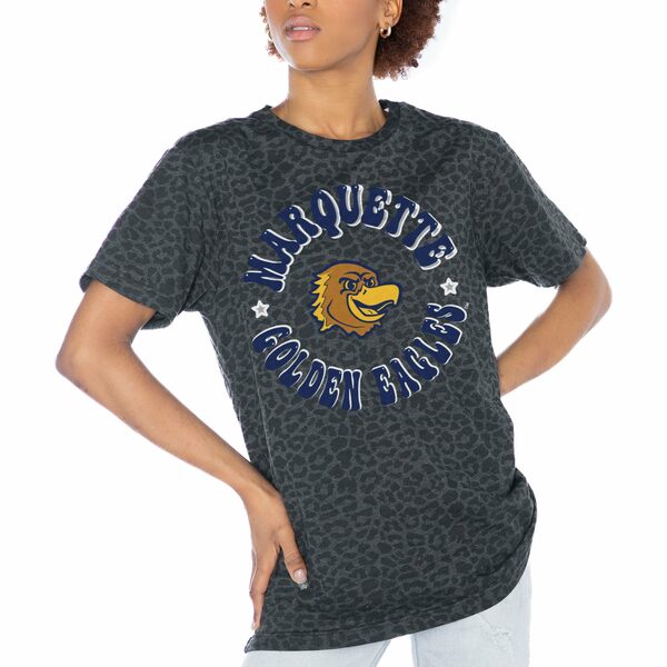 Q[fC fB[X TVc gbvX Marquette Golden Eagles Gameday Couture Women's Victory Lap Leopard Standard Fit TShirt Charcoal