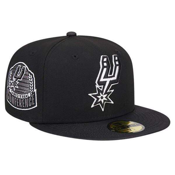 ニューエラ メンズ 帽子 アクセサリー San Antonio Spurs New Era Active Satin Visor 59FIFTY Fitted Hat Black