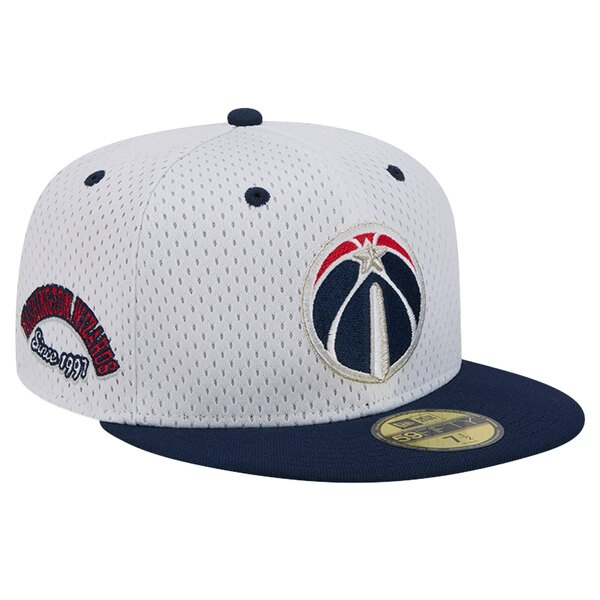 ニューエラ メンズ 帽子 アクセサリー Washington Wizards New Era Throwback 2Tone 59FIFTY Fitted Hat White/Navy