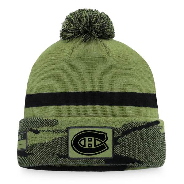t@ieBNX Y Xq ANZT[ Montreal Canadiens Fanatics Branded Military Appreciation Cuffed Knit Hat with Pom Camo