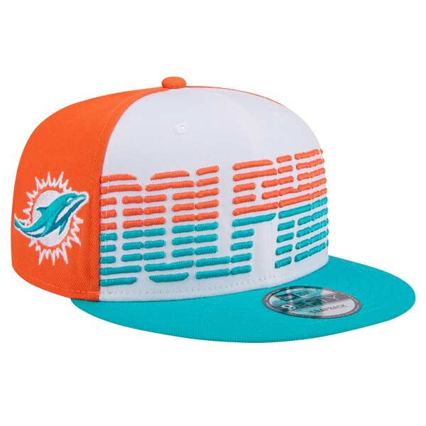 j[G Y Xq ANZT[ Miami Dolphins New Era Throwback Space 9FIFTY Snapback Hat White/Aqua