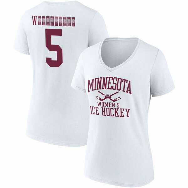 t@ieBNX fB[X TVc gbvX Minnesota Golden Gophers Fanatics Branded Women's Women's Ice Hockey PickAPlayer NIL Gameday Tradition VNeck T Shirt White