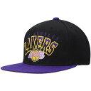 ミッチェル＆ネス ミッチェル&ネス メンズ 帽子 アクセサリー Los Angeles Lakers Mitchell & Ness Hardwood Classics Gradient Wordmark Snapback Hat Black/Purple