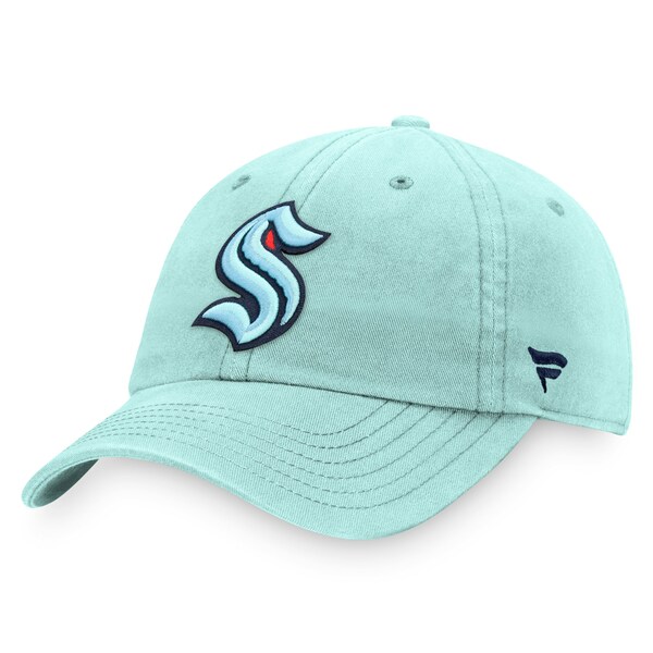 t@ieBNX Y Xq ANZT[ Seattle Kraken Fanatics Branded Core Primary Logo Adjustable Hat Light Blue