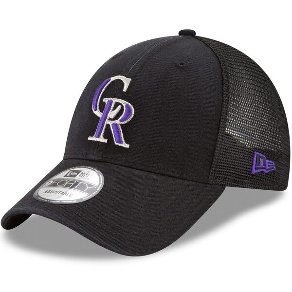 ニューエラ メンズ 帽子 アクセサリー Colorado Rockies New Era Trucker 9FORTY Adjustable Snapback Hat Black