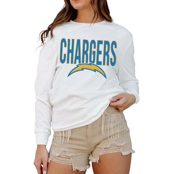 Q[fC fB[X TVc gbvX Los Angeles Chargers Gameday Couture Women's Always Ready Drop Shoulder Long Sleeve T Shirt White