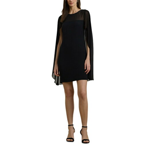 ラルフローレン レディース ワンピース トップス Cape Georgette Cocktail Dress Black 1 ラルフローレン レディース ワンピース トップス Cape Georgette Cocktail Dress Black 1