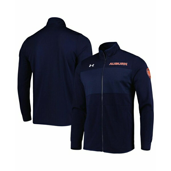 アンダーアーマー メンズ ジャケット&ブルゾン アウター Men's Navy Auburn Tigers Knit Warm-Up Full-Zip Jacket Navy