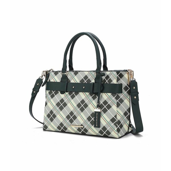 ヴィヴィアンウエストウッド トートバッグ（レディース） MKFコレクション レディース トートバッグ バッグ Vivian Plaid Women's Tote Satchel Bag by Mia K Olive green