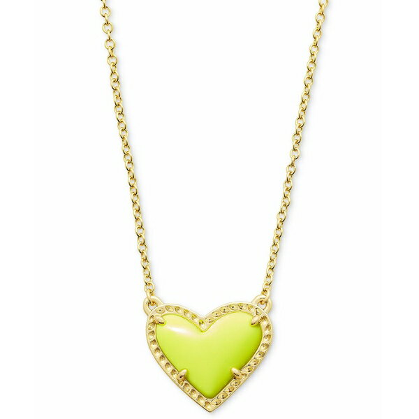 PhXRbg fB[X lbNXE`[J[Ey_ggbv ANZT[ 14K Gold Plated and Genuine Stone Ari Heart Pendant Necklace Neon Yello