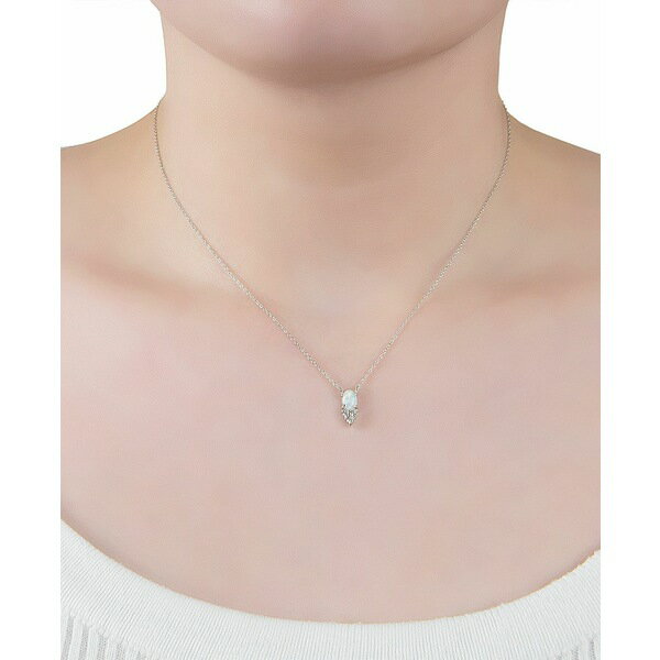 Wj xj[j fB[X lbNXE`[J[Ey_ggbv ANZT[ Simulated Opal (3/8 ct. t.w.) & Cubic Zirconia Pendant Necklace in Sterling Silver, 16