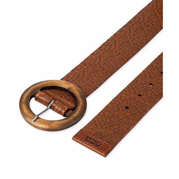 リーバイス リーバイス レディース ベルト アクセサリー Women's Wide Wooden Buckle Woven Waist Belt Tan