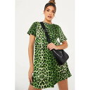 アイソウイットファースト レディース ワンピース トップス Green Leopard Smock T-Shirt Dress