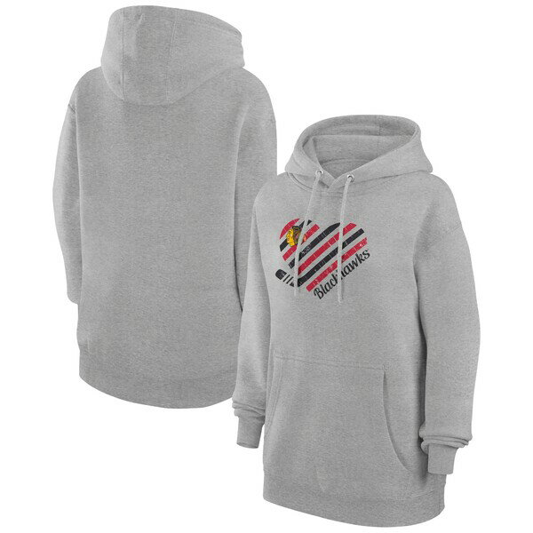 Х󥯥 ǥ ѡåȥ  Chicago Blackhawks GIII 4Her by Carl Banks Women's Heart Pullover Hoodie Heather Gray