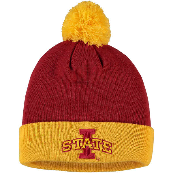 トップ・オブ・ザ・ワールド メンズ 帽子 アクセサリー Iowa State Cyclones Top of the World Core 2Tone Cuffed Knit Hat with Pom Cardinal/Gold