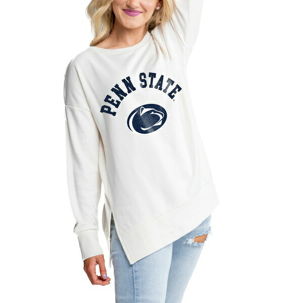 Q[fC fB[X p[J[EXEFbgVc AE^[ Penn State Nittany Lions Gameday Couture Women's Side Split Logo Pullover Top Cream