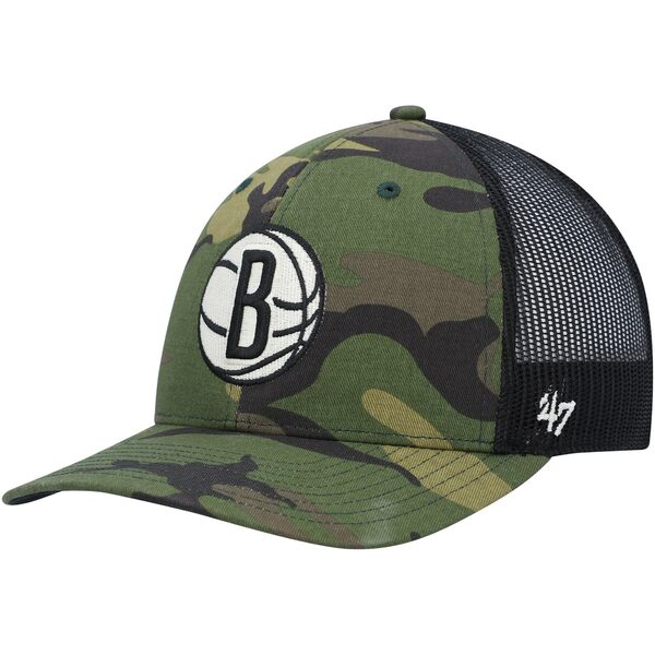 tH[eB[Zu Y Xq ANZT[ Brooklyn Nets '47 Trucker Snapback Hat Camo/Black