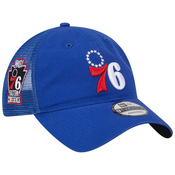 ニューエラ メンズ 帽子 アクセサリー Philadelphia 76ers New Era Distinct Side Patch Trucker 9TWENTY Adjustable Hat Royal