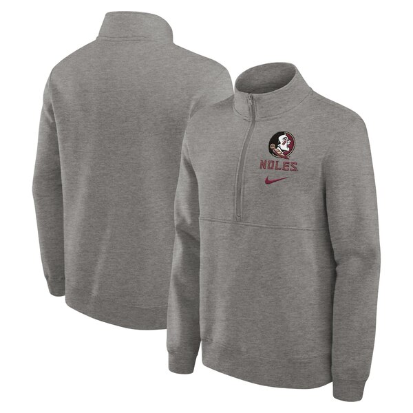 ナイキ メンズ パーカー・スウェットシャツ アウター Florida State Seminoles Nike Primetime Club HalfZip Sweatshirt Heather Gray