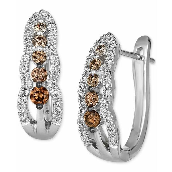 プラチナ ルヴァン レディース ピアス＆イヤリング アクセサリー Couture&reg; Chocolate Ombr&eacute; & Vanilla Diamonds Hoop Earrings (5/8 ct. t.w.) in Platinum P95 Earrings