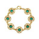 2028 fB[X uXbgEoOEANbg ANZT[ Gold Tone Round Crystal Stone Bracelet Green