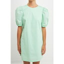 CObVt@Ng[ fB[X s[X gbvX Women's Puff Sleeve Mini Dress Green