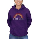 エルエーポップアート レディース カットソー トップス Women's Word Art Good Vibes Hooded Sweatshirt Purple