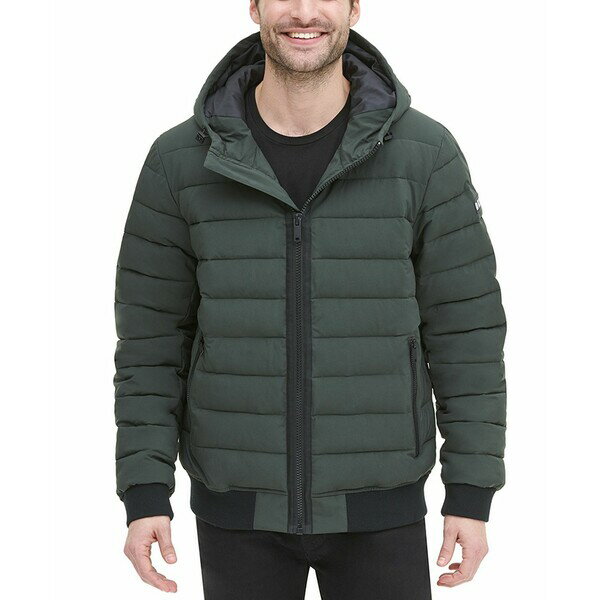 ダナ キャラン ニューヨーク メンズ ジャケット＆ブルゾン アウター Men's Quilted Hooded Bomber Jacket Dark Olive