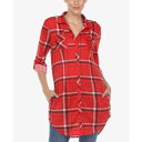 ホワイトマーク レディース カットソー トップス Women's Plaid Tunic Top Shirt Red