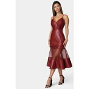 xx fB[X s[X gbvX Women's Mesh And Faux Leather Dress Wine