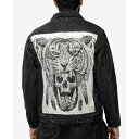 エックスレイ メンズ ジャケット＆ブルゾン アウター Men 039 s Graphic Rhinestone Denim Jacket Black