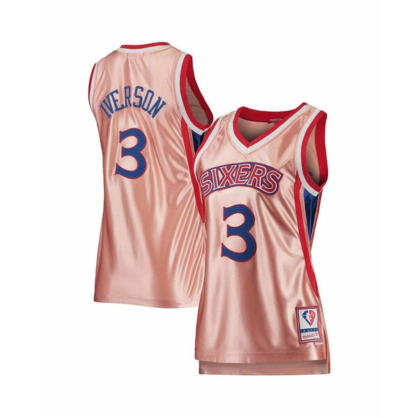 楽天astyミッチェル&ネス レディース Tシャツ トップス Women's Allen Iverson Pink Philadelphia 76ers 75th Anniversary Rose Gold 1996 Swingman Jersey Pink