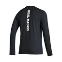 アディダス レディース Tシャツ トップス Men 039 s Black Real Madrid Vertical Wordmark Long Sleeve T-shirt Black