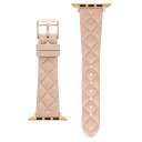 ANC fB[X rv ANZT[ Women's Blush Pink Quilted Genuine Leather Band Compatible with 42/44/45/Ultra/Ultra 2 Apple Watch Blush Pink, Rose Gold-Tone