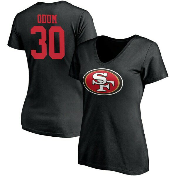 եʥƥ ǥ T ȥåץ San Francisco 49ers Fanatics Branded Women's Team Authentic Logo Personalized Name &Number VNeck TShirt Black