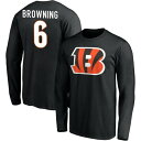 ファナティクス メンズ Tシャツ トップス Cincinnati Bengals Fanatics Branded Team Authentic Personalized Name Number Long Sleeve TShirt Browning,Jake-6