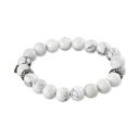 レガシー フォー メン バイ シモン アイ スミス レディース ブレスレット・バングル・アンクレット アクセサリー White Agate (10mm) Beaded Stretch Bracelet in Stainless Steel Stainless Steel