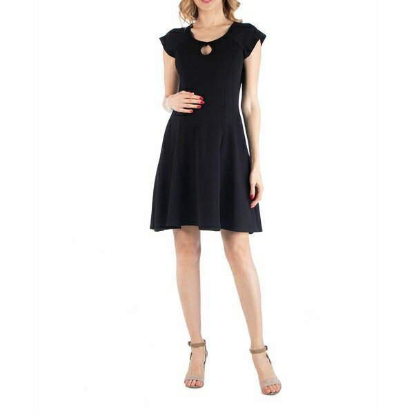 24セブンコンフォート レディース ワンピース トップス Maternity Dress with Keyhole Neck Black