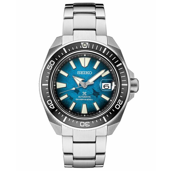 セイコー レディース 腕時計 アクセサリー Men's Automatic Prospex Manta Ray Diver Stainless Steel Watch 44mm, A Special Edition Blue