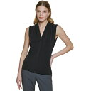 カルバンクライン レディース カットソー トップス Gathered V-Neck Sleeveless Top Black(4)
