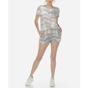 ホワイトマーク レディース カジュアルパンツ ボトムス Women's 2 Piece Top Shorts Lounge Set Gray Tie-Dye