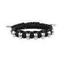 フィリッププレイン レディース 腕時計 アクセサリー Stainless Steel 3D $kull Black Cord Slider Bracelet Stainless Steel(2)