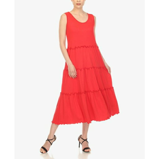 ホワイトマーク レディース ワンピース トップス Women's Scoop Neck Tiered Midi Dress Ruby Red ホワイトマーク レディース ワンピース トップス Women's Scoop Neck Tiered Midi Dress Ruby Red