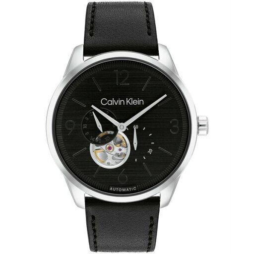 カルバンクライン レディース 腕時計 アクセサリー Men's Automatic Black Leather Strap Watch 44mm Black カルバンクライン レディース 腕時計 アクセサリー Men's Automatic Black Leather Strap Watch 44mm Black